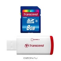   Transcend SDHC Class 6 8GB + Card Reader P2