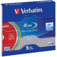  BD-R Verbatim 25Gb 6x LTH Type Slim Case Color (5 .) (43774)