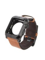   APPLE Watch 42mm LunaTik Epik Aluminum Black With Brown Leather Band