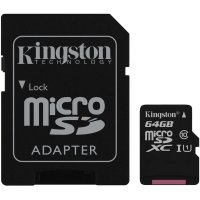   64Gb - Kingston Micro Secure Digital HC Class10 UHS-I SDCS/64GB (!)