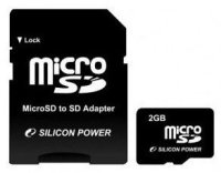   Silicon Power (SP032GBSTH004V10-SP) MicroSDHC Memory Card 32Gb Class4 + microSD--)SD Ad