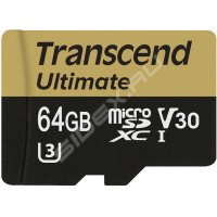 Micro SecureDigital 64Gb HC Transcend Ultimate class10, UHS-I (U3) V30 (TS64GUSDU3M) + SD 