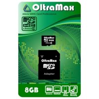   OltraMax microSDHC Class 4 8GB + SD adapter