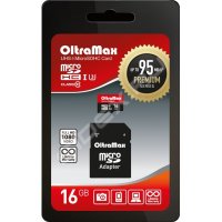   MicroSDHC OltraMax 16GB Class 10 UHS-I U3 + SD 