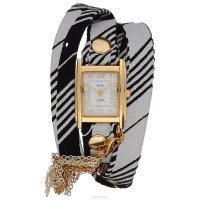    La Mer Collections "Charm Tassle Black: White Retro Stripe Print". LMTASSLE001