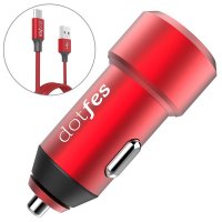   Dotfes B03s 2xUSB 4.8A + Micro USB Red 03171