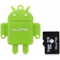   Qumo Fundroid (QM16GCR-MSD10-FD-ORG) MicroSDHC Memory Card 16Gb Class10 + USB microSD R