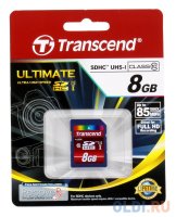   Transcend (TS8GSDHC10U1) SecureDigital High Capacity (SDHC) Memory Card 8Gb UHS-1 Class