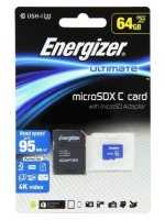   64Gb - Energizer Micro Secure Digital XC Class 10 UHS-I U3 Ultimate FMDAAU064A  