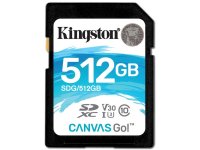   512GB - Kingston SDHC Canvas Go 90R/45W CL10 U3 V30 SDG/512GB