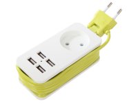  Uniel Travel 1 Socket 2 USB 1.5m White-Green S-CT1-1.5U