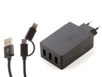 DF Tor-05 3xUSB QC 3.0 Smart Charge +  MicroUSB/Lightning