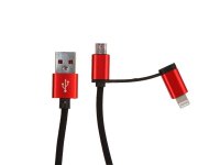  Red Line LX01 2 in 1 USB - microUSB/8pin Black  000017254