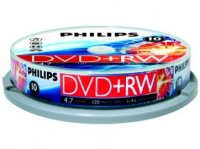  DVD+RW Philips 4.7 Gb, 4x, Cake Box (10), (10/600)