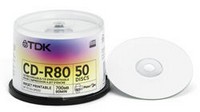  TDK CD-R 700MB 52x Printable (t19865) (10 ) (CD-R80PWWSCA10-L)