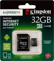   MicroSD 32Gb Kingston (SDC10/32GB-KL) Class 10 microSDHC + (Kaspersky Edition)