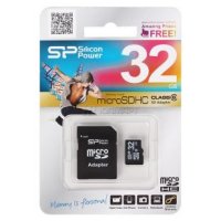   Micro SDHC 32Gb Class 6 Silicon Power SP032GBSTH006V10-SP +  SD