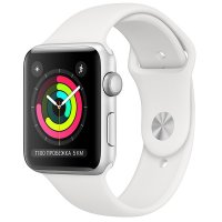 - Apple Watch S3 42mm Silver Al/White Sport Band