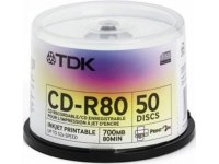  TDK CD-R 700MB 52x Cake Box Printable (50 ) (t19514) (CD-R80PWWCBA50-V)