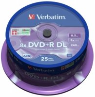  DVD+R Verbatim 8.5Gb DL 8x matt silver Cake Box (25 ) 43757