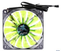  Aerocool Shark, GREEN LED, 12cm, 3+4 pin, anti-vibration, 32.5 CFM, 800 RPM, 12.6 dBA