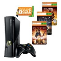   Microsoft XBox 360 Slim 250Gb + GoW 2 + Halo Reach + Fable 3 + 3M Live (R9G-00108)