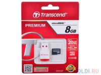   Transcend (TS8GUSDHC10-P3) microSDHC Memory Card 8Gb Class10+USB MicroSDHC Reader