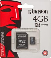   MicroSD 4Gb Kingston "MBLY10G2/4GB" microSDHC Class 10 + Adapter + USB adapter