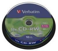   Verbatim CD-RW 700Mb 8-10x DL+ Cake Box 10P