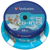  CD-R Verbatim 700 , 80 ., 52x, 50 ., DL+ White Wide Thermal Printable,(43756) 