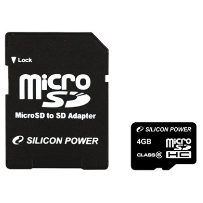   Silicon Power micro SDHC Card 4GB Class 6 + SD adapter