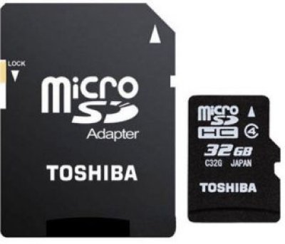   Micro SDHC 32Gb Class 4 Toshiba SD-C32GJ BL5A +  SD