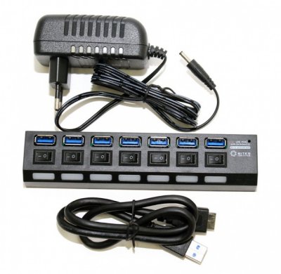  USB 5bites HB37-303PBK USB 7 ports Black