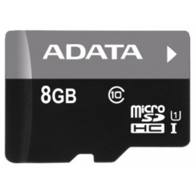   ADATA Premier (AUSDH8GUICL10-RA1) microSDHC Memory Card 8Gb UHS-I U1 + microSD--)SD Ada