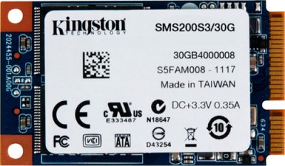 SSD   mSATA 30GB Kingston SSDNow mS200 Read 550Mb/s Write 510Mb/s SMS200S3/30