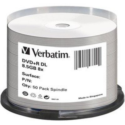  DVD+R Verbatim 8.5 Gb, 8x, Cake Box (50), Double Layer Ink Printable (50/200)