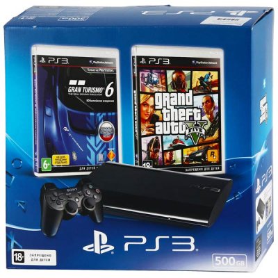   Sony PlayStation 3 Super Slim 500Gb +    2 +  Gran Turismo 5