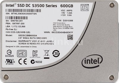   SSD 2.5" 600 Gb Intel Original SATA 3, MLC, S3500 Series (R500/W410MB/s) (S