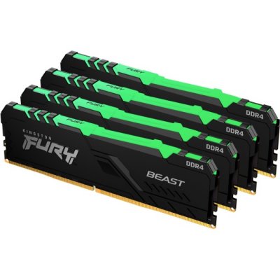   Kingston DDR4 64Gb (4x16Gb) 2666 MHz pc-21300 FURY Beast Black KF426C16BB1AK4/64