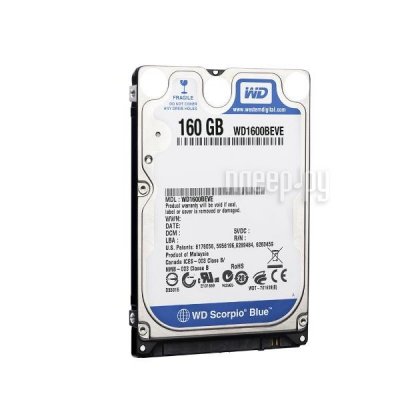 160Gb HDD  IDE 2.5" WD (WD1600BEVE) 5400rpm, 8 mb