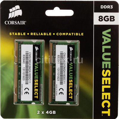  DDR3 8192Mb 1600MHz Corsair (CMSO8GX3M2A1600C11) RTL 2x240 SODIMM