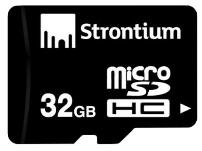   Strontium (SR32GTFC10A) microSDHC Memory Card 32Gb Class10 + microSD--)SD Adapter