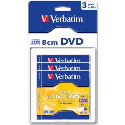 miniDVD+RW Verbatim 1.4 , 4x, 3 ., Jewel Case, (43594), ,  DVD 