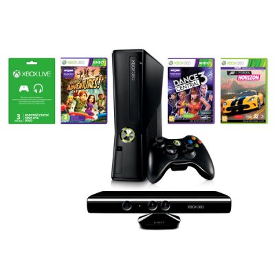   Microsoft XBox 360 Slim 250Gb + Kinect +  Kinect Adventures, Kinect Sports2, F