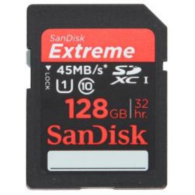 Sandisk microSDXC 128GB Class 10 UHS-I A1 V30 U3 Extreme + SD  (SDSQXAF-128G-GN6MA)