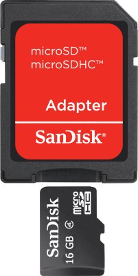   Sandisk microSDHC Card Class 4 16GB + SD adapter