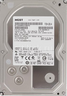   HITACHI Ultrastar 7K4000 3.5" 3.0Tb SATA III, 64 Mb, 7200 rpm HUS724030ALA640 (0F14689)