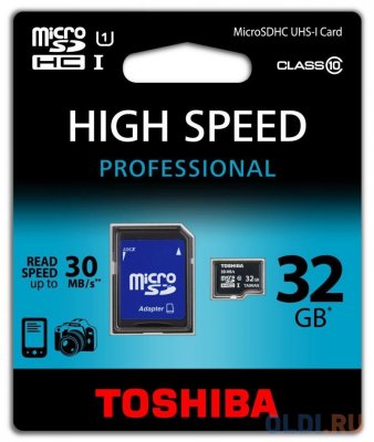   Micro SDHC 32Gb Class 10 Toshiba SD-C032UHS1 6/A +  SD THN-M302R0320EA