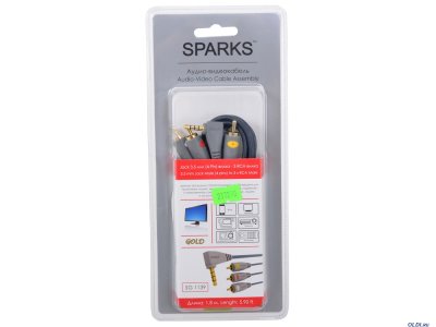  SPARKS Jack 3.5 mm (4 )  - 3xRCA , GOLD,  +-, 1.