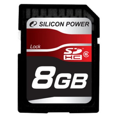   Silicon Power (SP016GBSTH006V30) MicroSDHC Memory Card 16Gb Class6 + microSD--)SD + mic